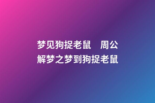 梦见狗捉老鼠　周公解梦之梦到狗捉老鼠